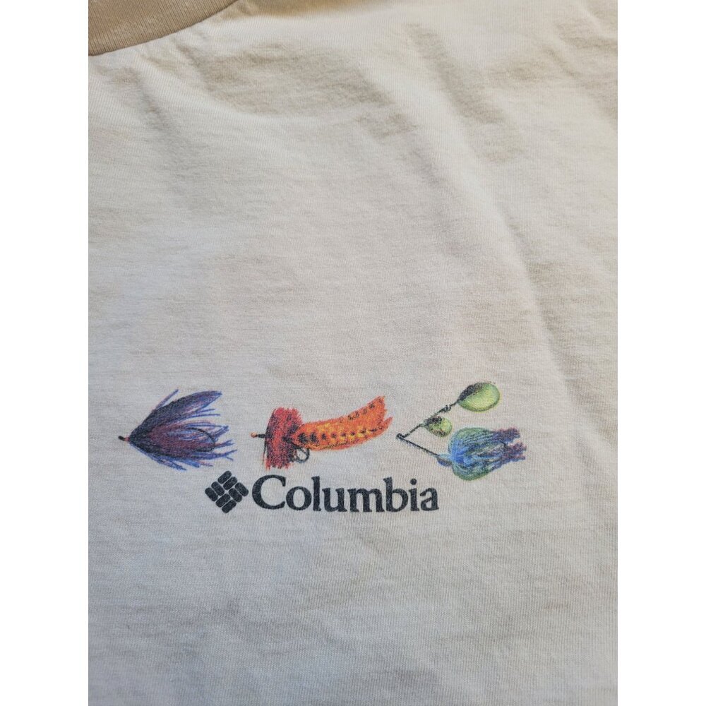 Columbia Beige Fishing Short Sleeve T-shirt Tagless Size XL Camping Outer Wear - Picture 4 of 11